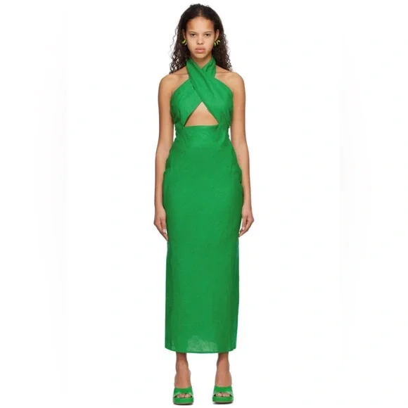 Simon Miller | Dresses | Simon Miller Dress Halter Maxi Long Women Size 4  Pure Linen Green | Poshmark